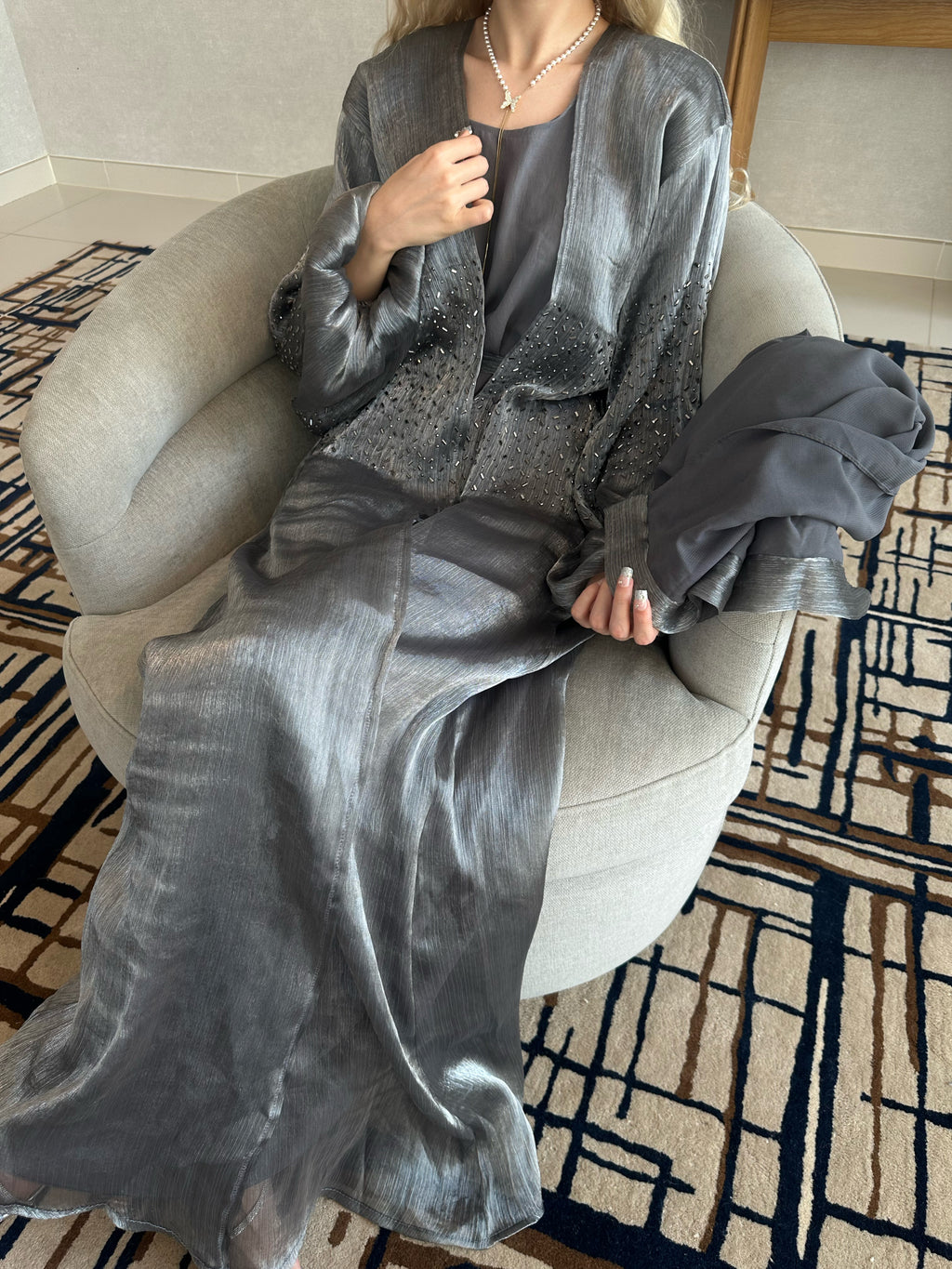 Grey Abaya Set