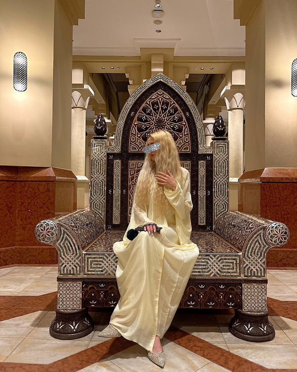 Light Yellow Abaya Set