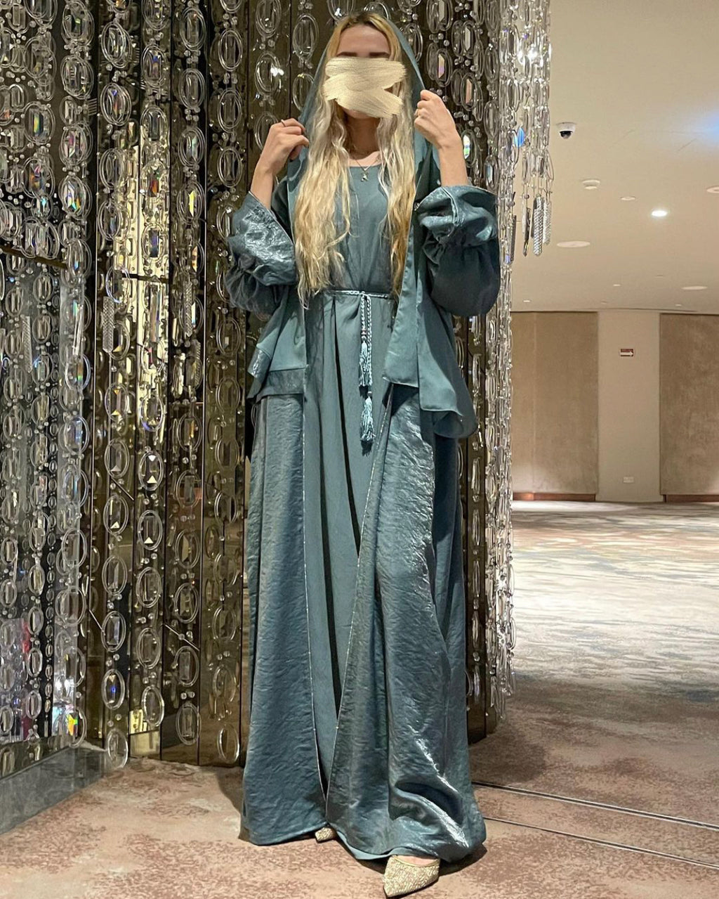 Dark Sage Green Abaya Set